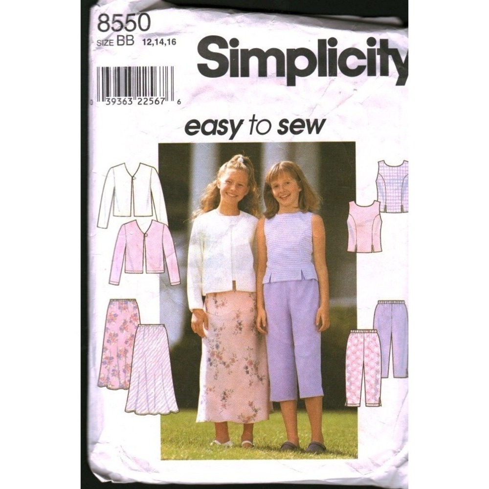 Simplicity 8550 Girls Jacket Top Skirt Pants Sewing Pattern Size BB 12 14‎